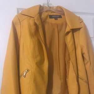 Kenneth Cole mustard yellow faux leather jacket